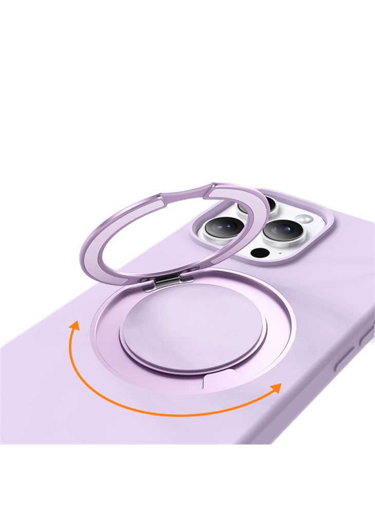 جراب لهاتف iPhone 16 Pro Max مزود بمسند دوار من السيليكون السائل + غطاء هاتف PC مع زر تحكم باللمس للكاميرا - أبيض عتيق - Image 5