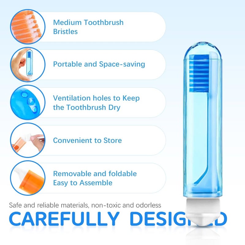 Hannea فرشاة أسنان سفر HANNEA® 6 قطع، فرشاة أسنان صغيرة قابلة للطي مع علبة فرشاة أسنان، فرشاة أسنان بحجم السفر ناعمة ومحمولة، فرشاة أسنان صغيرة مغلفة بشكل فردي للسفر والتخييم - Image 4