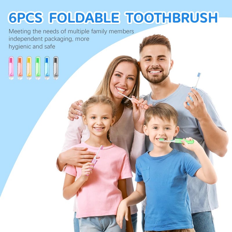 Hannea فرشاة أسنان سفر HANNEA® 6 قطع، فرشاة أسنان صغيرة قابلة للطي مع علبة فرشاة أسنان، فرشاة أسنان بحجم السفر ناعمة ومحمولة، فرشاة أسنان صغيرة مغلفة بشكل فردي للسفر والتخييم - Image 3