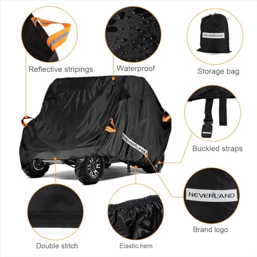 NEVERLAND UTV Cover Heavy Duty Ranger Cover Waterproof 4-6 Seater Side by Side Covers 4 Door All Weather Storage with Reflective Strip Compatible with Polaris RZR General Can-Am Yamaha SxS - Image 3