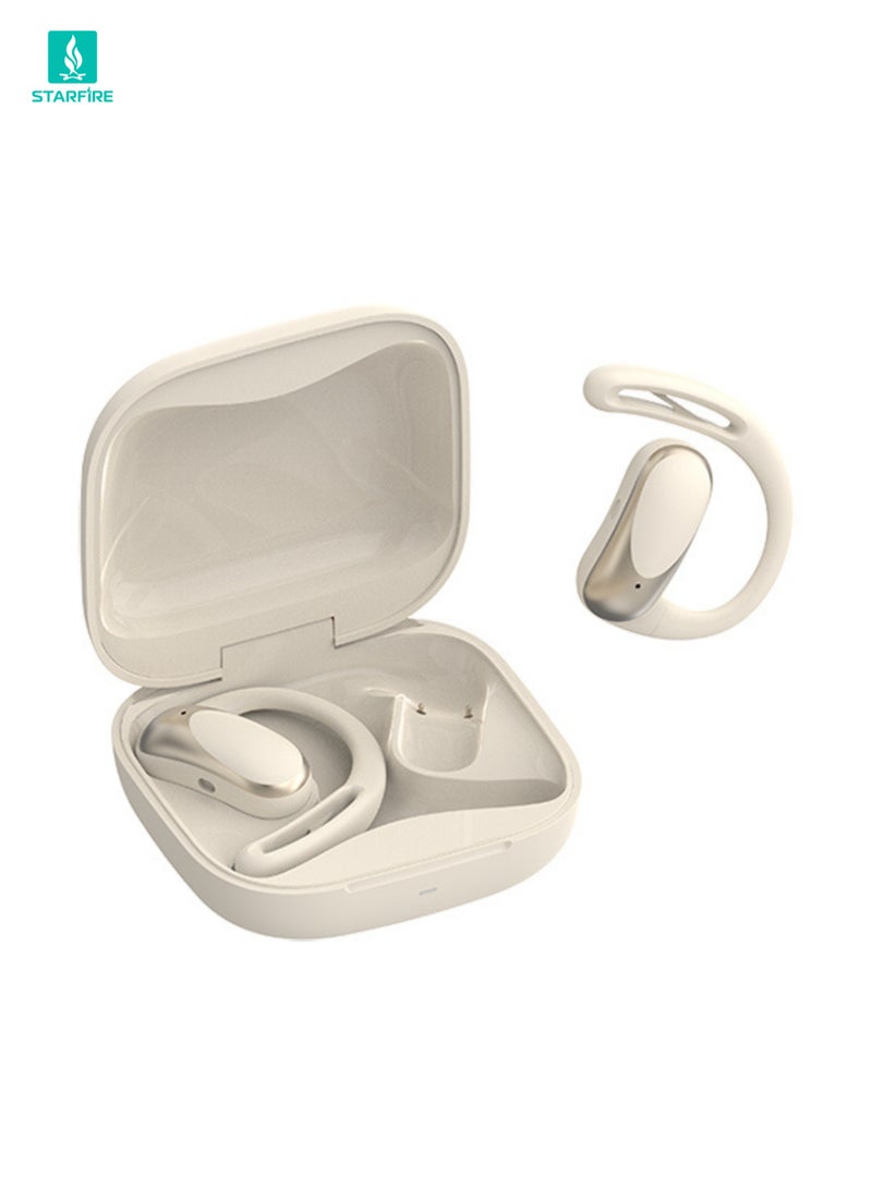 Starfire Open Ear Clip Wireless Earbuds Bluetooth 6.0, True Wireless Stereo Headphones with Touch Control, HD Calling Sound, IPX4 Waterproof, 10m Range, 350mAh Charging Case, Beige - Image 2