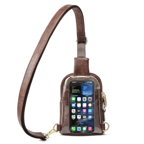 INICAT Sling Bag for Women Touchscreen Small Crossbody Cell Phone Purse Fanny Pack(Brown Anti-theft Small) - Image 1