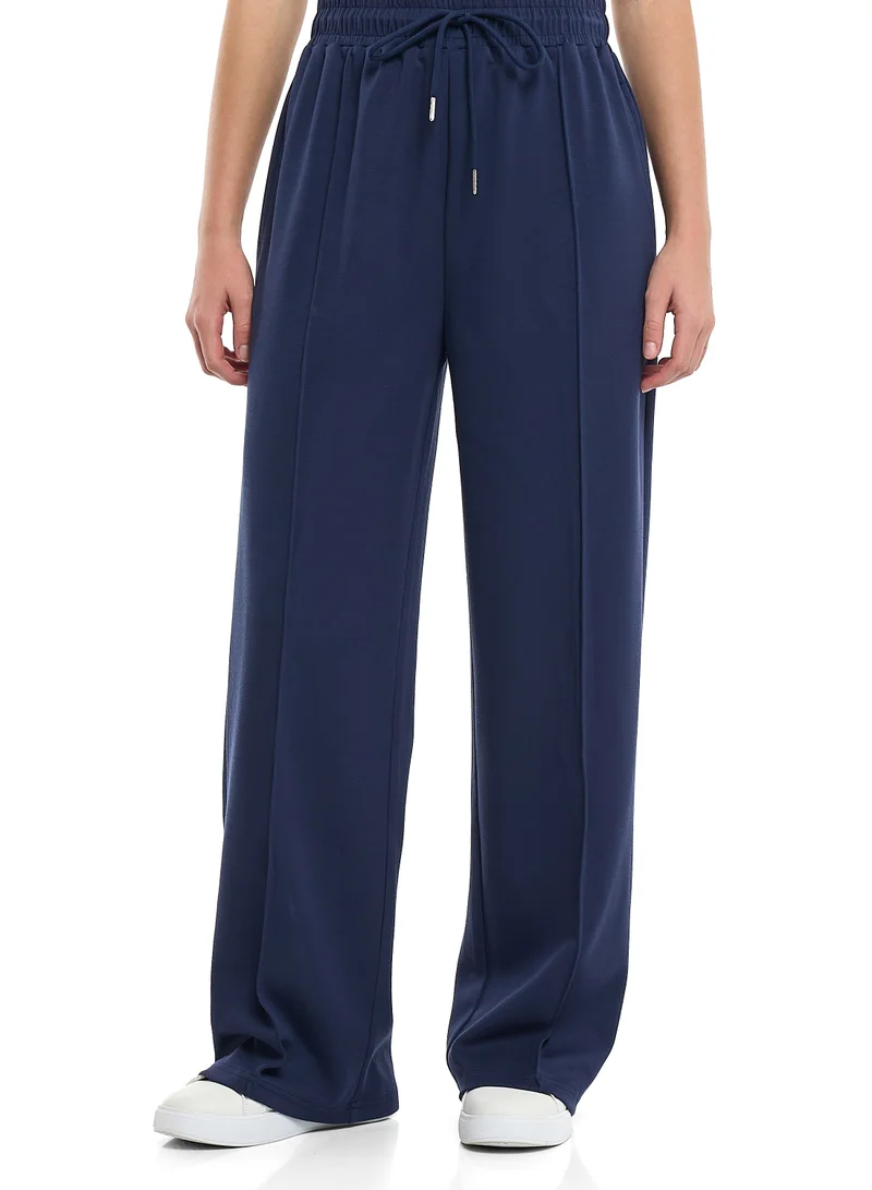 victor and jane 2 Piece Set- Navy Zip-Up Hoodie &amp; Wide-Leg Trousers Set