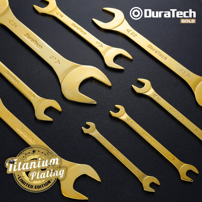 DURATECH مجموعة مفاتيح ربط مفتوحة فائق النحافة من DURATECH، مقياس متري، 8 قطع، من 5.5 مم إلى 27 مم، طلاء تيتانيوم، مجموعة مفاتيح نحيفة مع حقيبة متدحرجة - Image 5