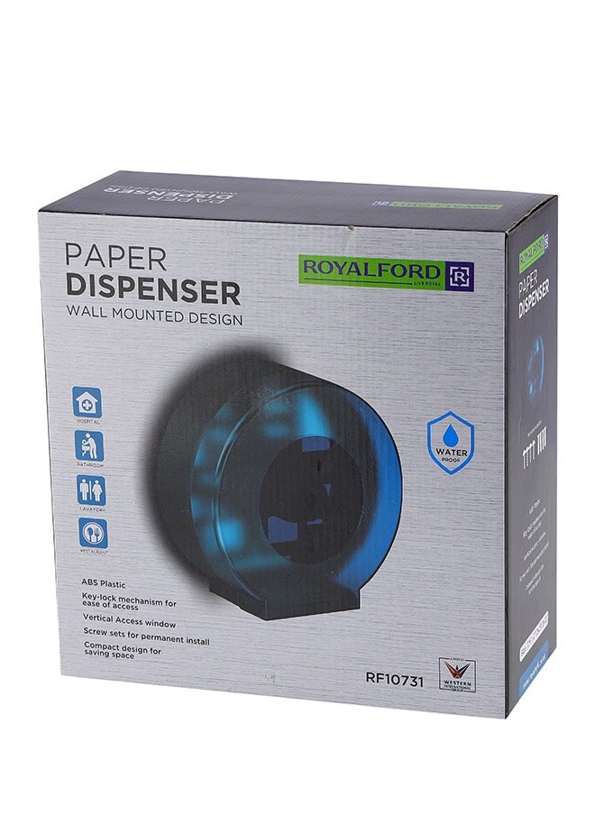 Royalford - Royalford Paper Roll Dispenser- RF10731| Round Paper Tissue Holder| Wall Mounted|  Key Lock Mechanism| Vertical Access Window| Space Saving Design - Image 1