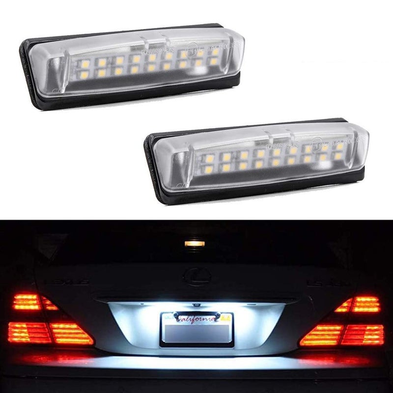 2Pcs Full LED License Plate Light for Lexus IS300 GS300 GS400 GS430 ES300 ES330 RX330 RX350 Toyota Prius Powered by 18SMD Xenon White LED ErrorFree
