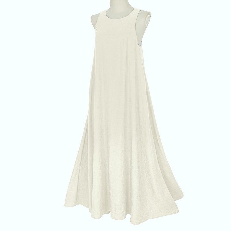 Rainday Women's Linen Dress Sleeveness Loose Dresses Casual Maxi Dress with Pockets(Z3019WH,XL) - Image 3