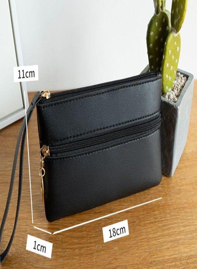 junelux Double Zipper Women's Clutch Bag |2025 New Coin Purse Ladies ID Card Bags | PU Leather Key Bags Fashion Portable Long Wallets (Turquoise Blue) - Image 3