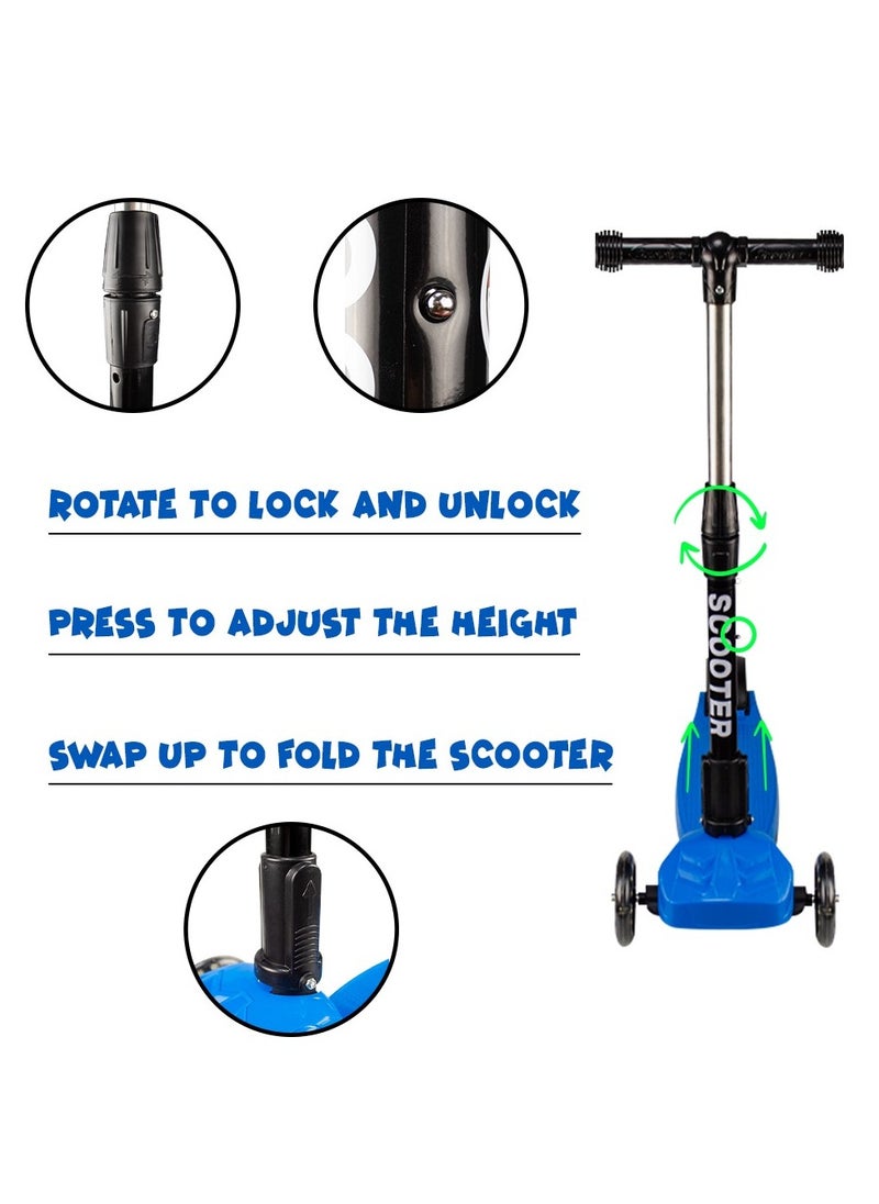 UKR UKR Kids Classic 3-Wheel Folding Kick Scooter - Adjustable Handlebar & Light-Up Wheels for Ages 3 to 6 | Fun Scooter for Toddler Girls & Boys  - Image 5