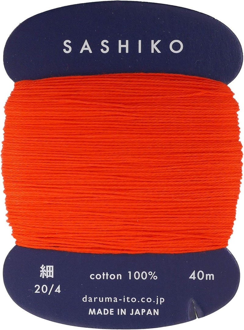 Daruma Sashiko Thread Thinner Weight 40m Col. 212 -Orange Red- Japanese Embroidery & Quilting by Yokota - Image 1