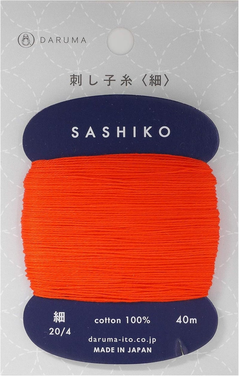 Daruma Sashiko Thread Thinner Weight 40m Col. 212 -Orange Red- Japanese Embroidery & Quilting by Yokota - Image 2