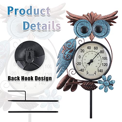 MUMTOP Outdoor Thermometer, 42 Inch Metal Owl Garden Stake Outside Wall Thermometer for Patio, Yard and Garden - Image 3