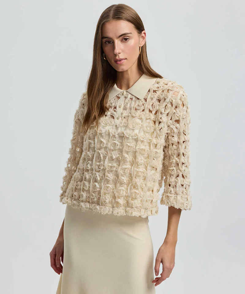 Ipekyol  Contrast Collar Textured Shirt for Women | Best Price UAE