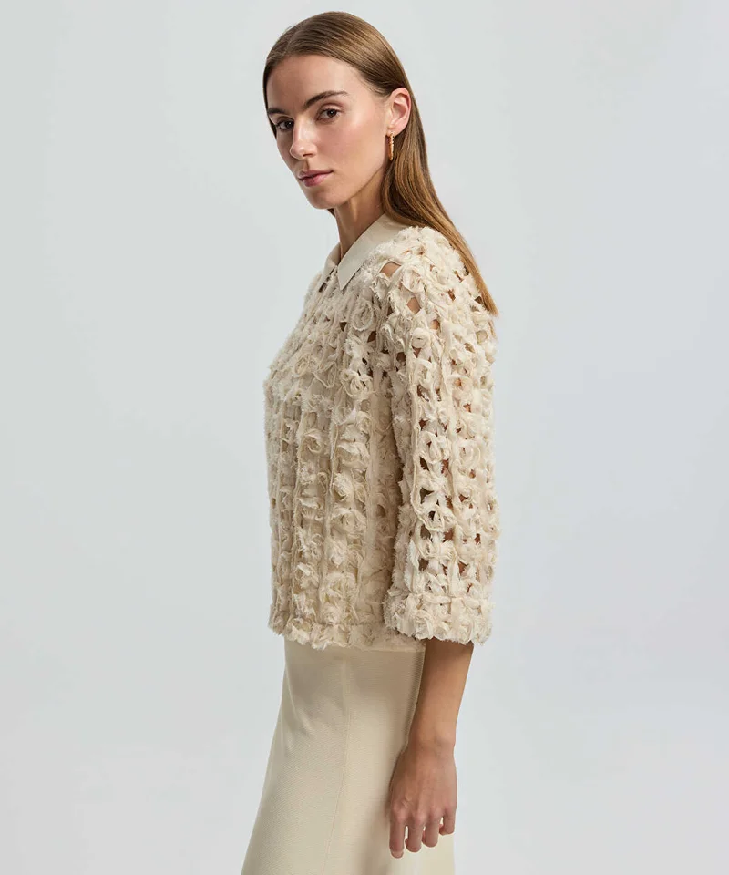 Ipekyol  Contrast Collar Textured Shirt for Women | Best Price UAE