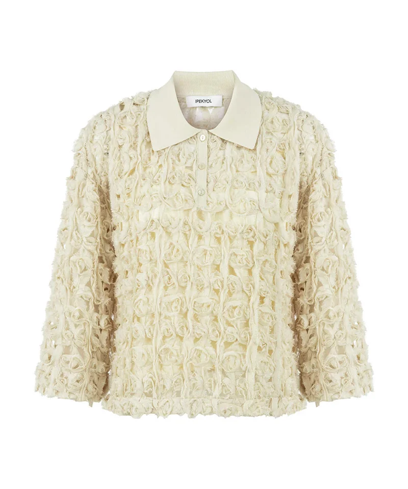 Ipekyol  Contrast Collar Textured Shirt for Women | Best Price UAE