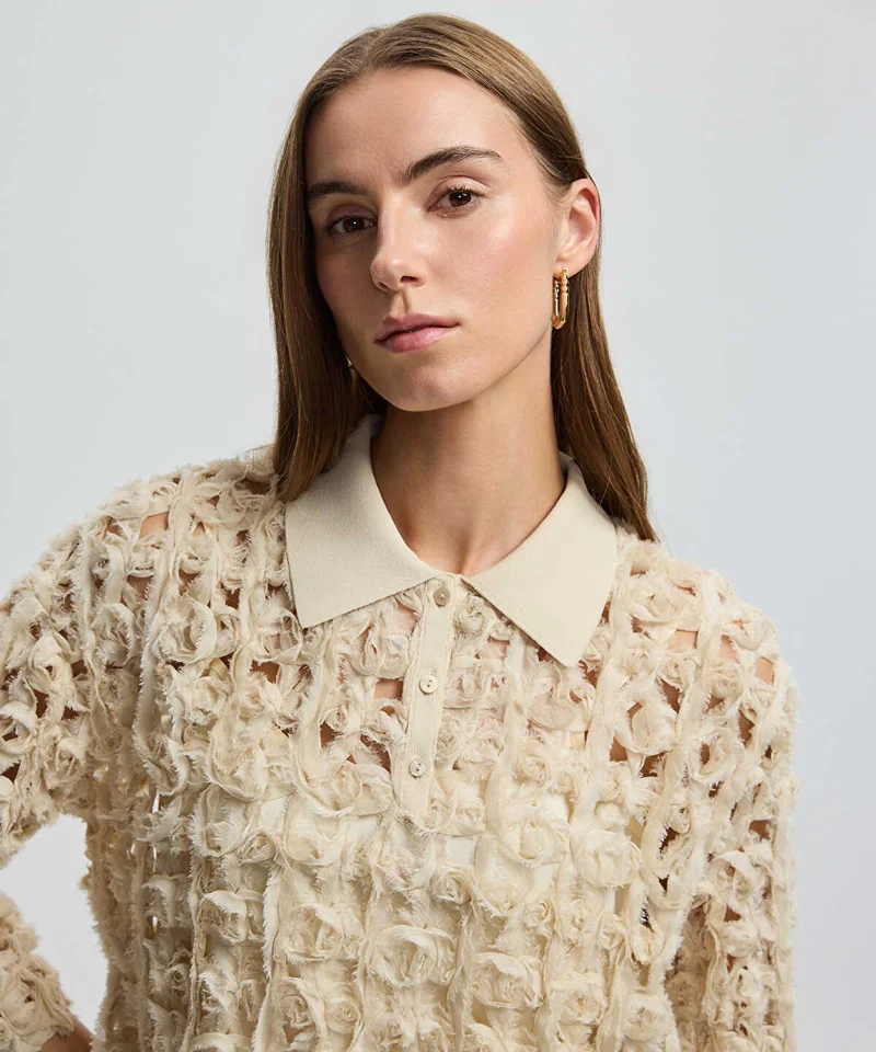 Ipekyol  Contrast Collar Textured Shirt for Women | Best Price UAE