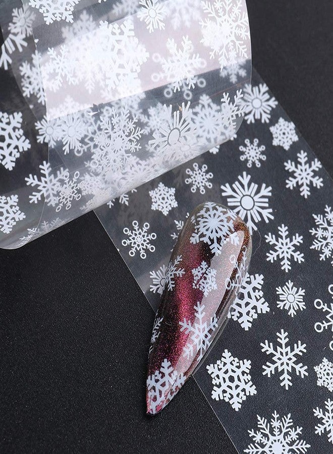 RUSTAMM Snowflake Nail Foil Transfer Stickers Christmas Nail Art Supplies Nail Foil Transfers Decals Laser White Snowflakes Xmas Tree Elk Star Nails Foils Design Manicure Tips Decoration 10 Sheets - Image 3