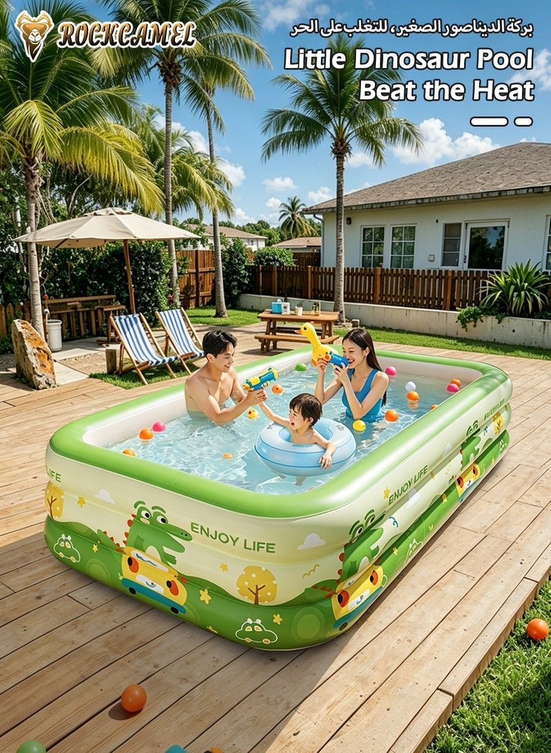 ROCKCAMEL Inflatable Swimming Pool with Electric Air Pump 260x160x56CM, Thickened PVC Kids Swimming Pool, Outdoor Fun Water Play Toys for Backyard & Garden, Suitable for 1-6 People - Image 2
