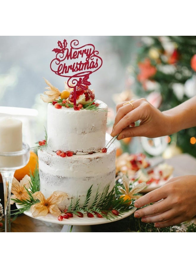 TPGP Merry Christmas Acrylic Cake Topper Red Toppers  - Image 3