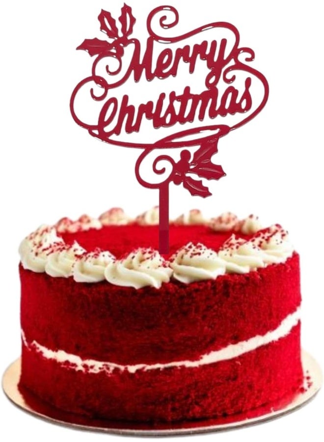 TPGP Merry Christmas Acrylic Cake Topper Red Toppers  - Image 1