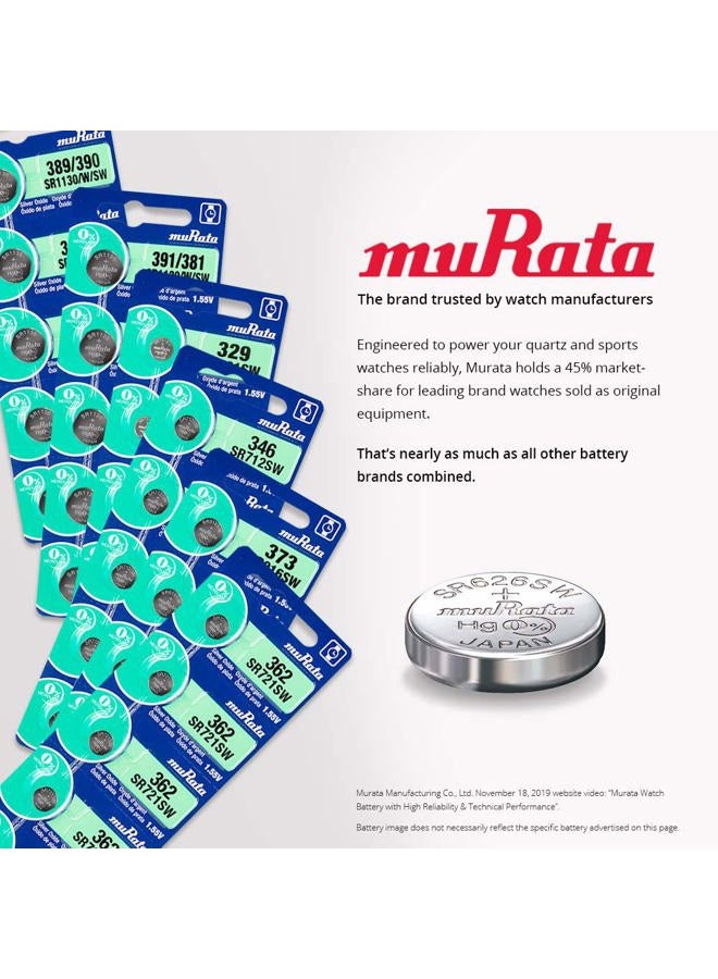 muRATA SR927/W/SW 399/395 0% Mercury Silver Oxide, 1.55V - Pack of 5 - Image 3