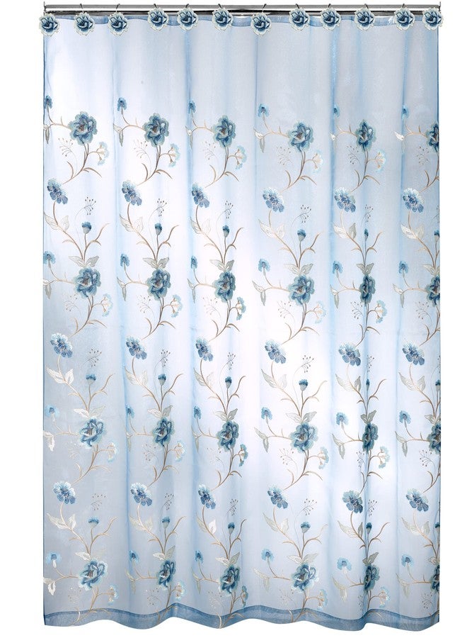 Popular Bath Dublin Rose Collection Shower Curtain Blue - Image 1