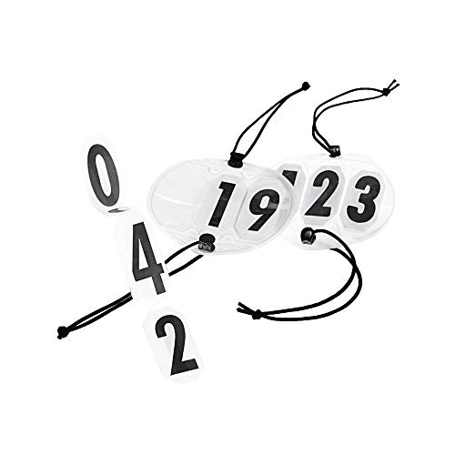 HORZE Horse Show Number Holders with Large Numbers (Pair) | Attaches to Bridle or Halter - Black/White - One Size - Image 1