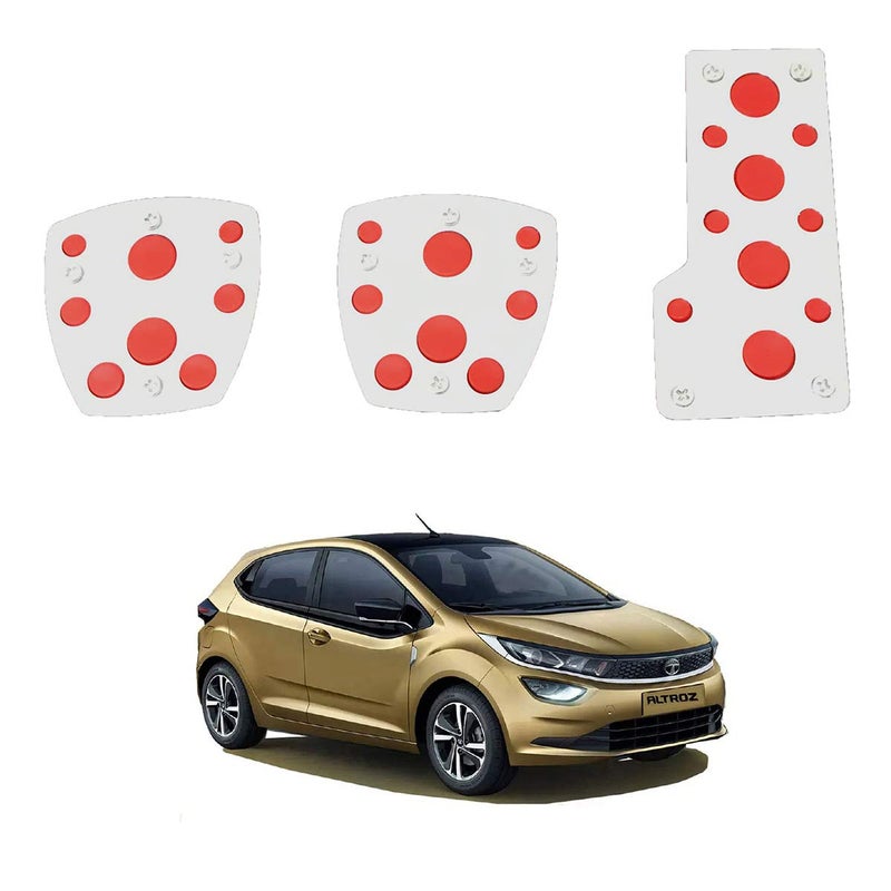 Oshotto 3 Pcs Non-Slip Manual CS-08 Car Pedals Kit Sports Pad Covers Set Compatible with Tata Altroz (Red) - Image 1