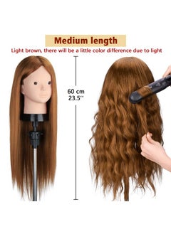Beauty Star Beauty Star Mannequin Head with 80% Real Human Hair, Manikin Doll Head for Hair Styling, Cosmetology Makeup Hairdressing Training Practice Head with Clamp Stand and DIY Hair Styling Braiding Set  - Image 4