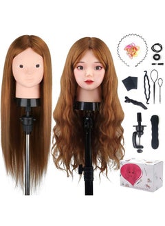 Beauty Star Beauty Star Mannequin Head with 80% Real Human Hair, Manikin Doll Head for Hair Styling, Cosmetology Makeup Hairdressing Training Practice Head with Clamp Stand and DIY Hair Styling Braiding Set  - Image 1