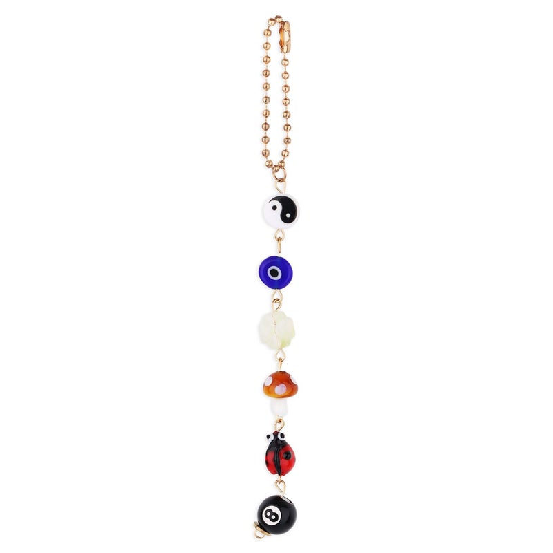 Evil Eye Charm for Car Good Lucky Days Car Charm Yin Yang Decor 8 Ball Mushroom FourLeaf Clover Pendant for Car Rear View Mirror Charm Car Accessories Decorations for Bag Keychain Cellphone