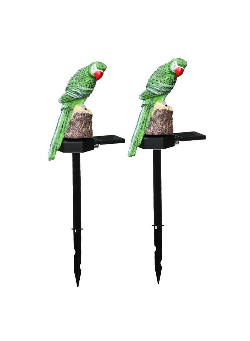 Loquat 2 Pieces Parrot Shaped Solar LED Lights Effect Garden Light Auto On OR Off Dust To Dawn Outdoor Waterproof Landscape Decoration Solar Powered Security Torch Light - Image 1