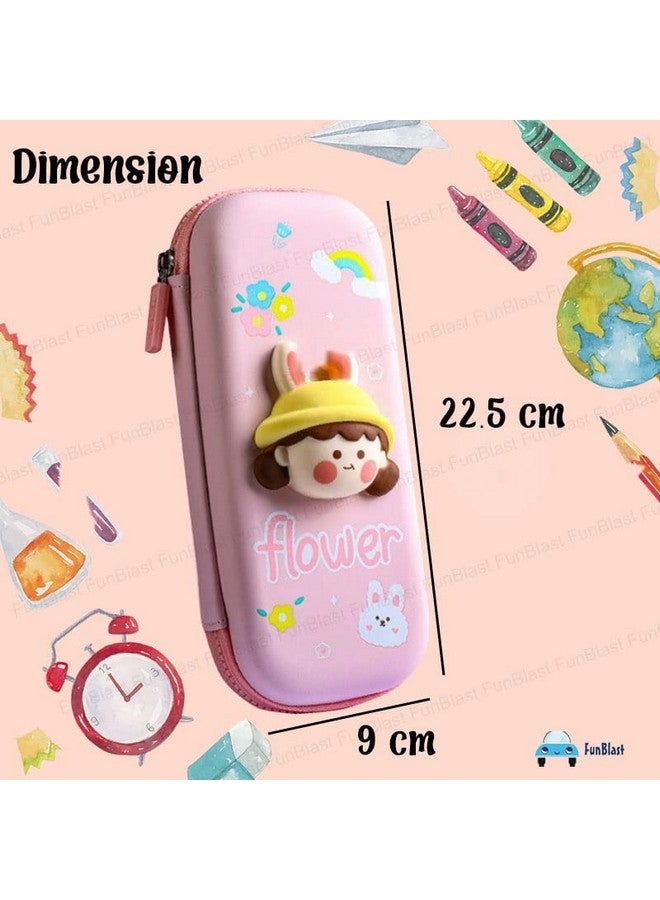 FunBlast Cartoon Theme Pencil Case - 3D EVA Pencil Case Pouch, Multipurpose Zipper Pencil Case for Kids, Pen and Pencil Bag for School Kids, Girls, Kawaii Stationery Storage Box (Flower-Small) - Image 2
