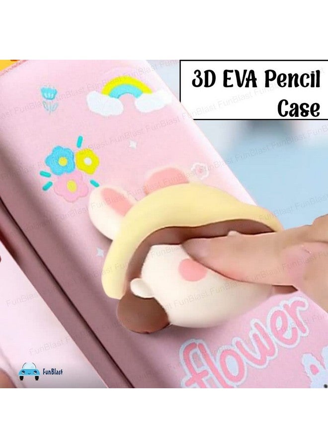 FunBlast Cartoon Theme Pencil Case - 3D EVA Pencil Case Pouch, Multipurpose Zipper Pencil Case for Kids, Pen and Pencil Bag for School Kids, Girls, Kawaii Stationery Storage Box (Flower-Small) - Image 5