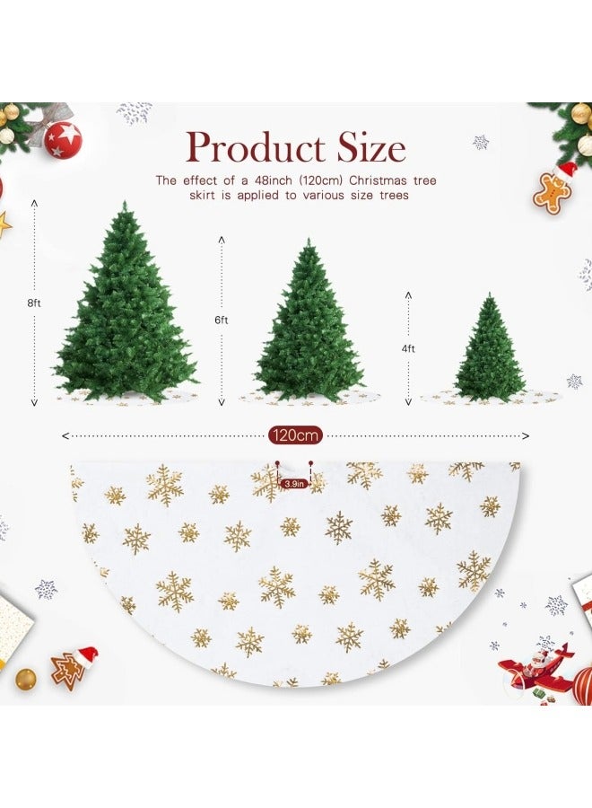 GGEROU Christmas Tree Skirt 120 cm, White Christmas Tree Blanket for Snow, Christmas Tree Decoration, Christmas Tree Blanket with Snowflake Sequins - Image 3