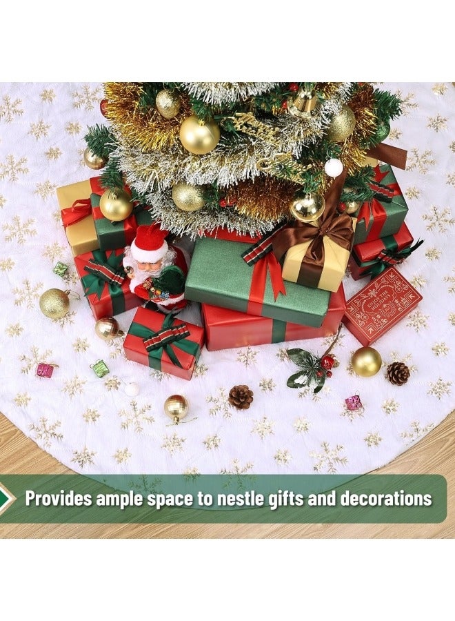GGEROU Christmas Tree Skirt 120 cm, White Christmas Tree Blanket for Snow, Christmas Tree Decoration, Christmas Tree Blanket with Snowflake Sequins - Image 5