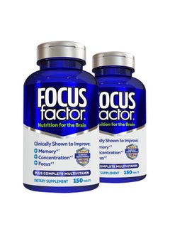 Focus Factor Nutrition for The Brain, Improved Memory & Concentration Brain Supplement, Complete Multivitamin with Vitamins B6, B12, D, Bacopa Monnieri & Tyrosine, 150 Count (Pack of 2)  - Image 1