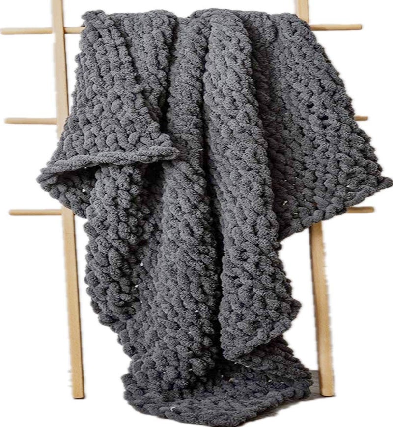 Pransunita Super Thick Fluffy Jumbo Polyester Baby Blanket Chenille Yarn For Knitting,Crochet&Home Decor Projects,Afghans,Throw Pillows,Cushions 100 Gms 6Mm Thickness Colour Grey Black Shaded. - Image 5