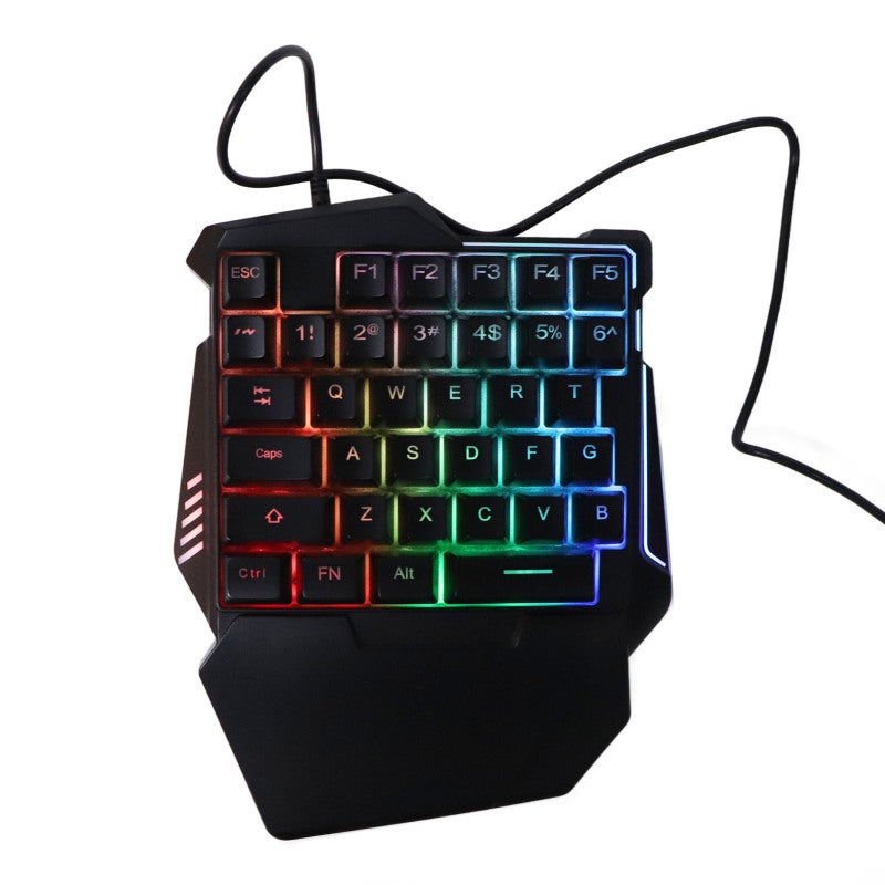 One Handed Gaming Keyboard: 35 Key Ergonomic Wrist Rest Silent ABS USB Wired - RGB Backlighting Professional Mini PC Keyboard for Pro Gaming Enthusiasts & Late Night Gaming Sessions - Image 1