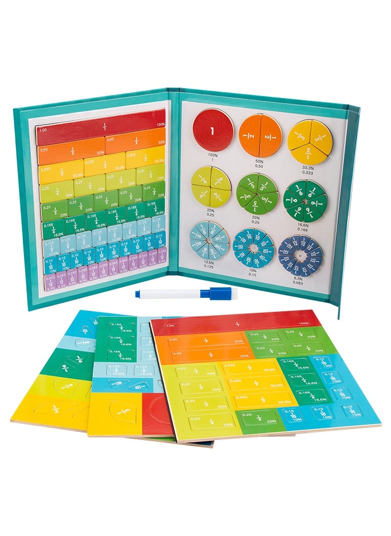 Generic Babeland Hands DIY 102 Pcs Magnetic Fraction Tiles and Circles Set with Pen - Foldable Bottom Board, Learning Math Fraction Manipulatives for Kids  - Image 3