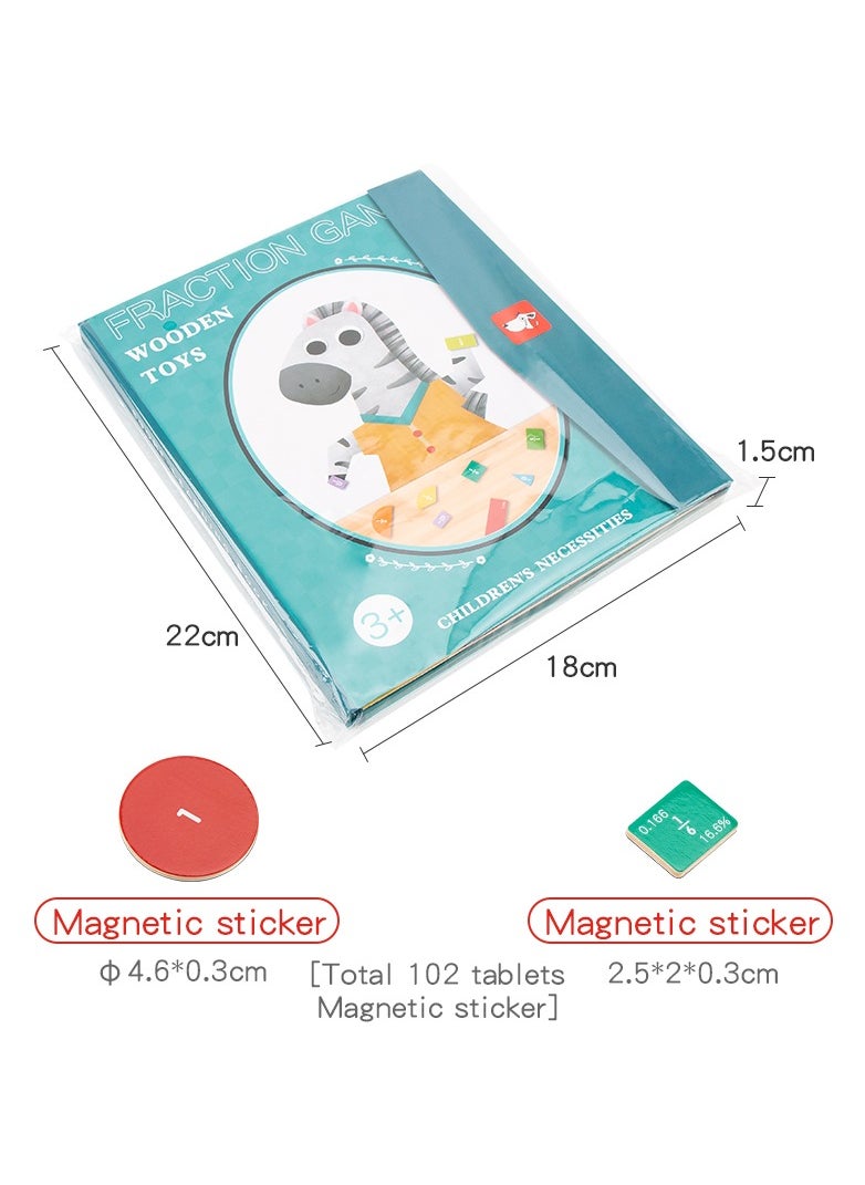 null - Babeland Hands DIY 102 Pcs Magnetic Fraction Tiles and Circles Set with Pen - Foldable Bottom Board, Learning Math Fraction Manipulatives for Kids - Image 1