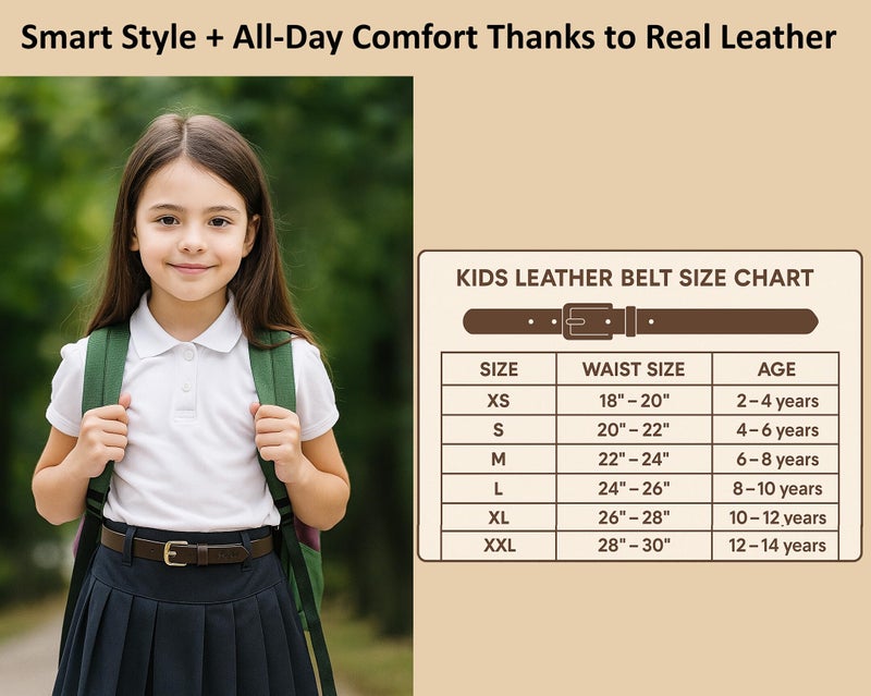 Flyer Girls Brown Belt for 4, 4–5, 5, 5–6, 6 Years – Real Leather Adjustable Belt for Kids – Ideal for Jeans, Frocks & Uniform BR1381 - Image 4
