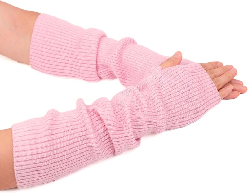 F Flammi Cashmere Blended Arm Warmer for Women Winter Fingerless Gloves Knit Mitten Gloves Wrist Warmer with Thumb Hole - Image 1