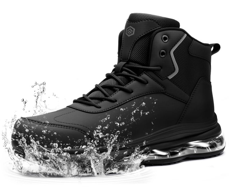 LARNMERN Steel Toe Work Boots Men Waterproof Non Slip Shoes Comfortable Lightweight Side Zipper Industrial Safety 6 Inch Boots 51763 (10.5 Men, Black) - Image 1