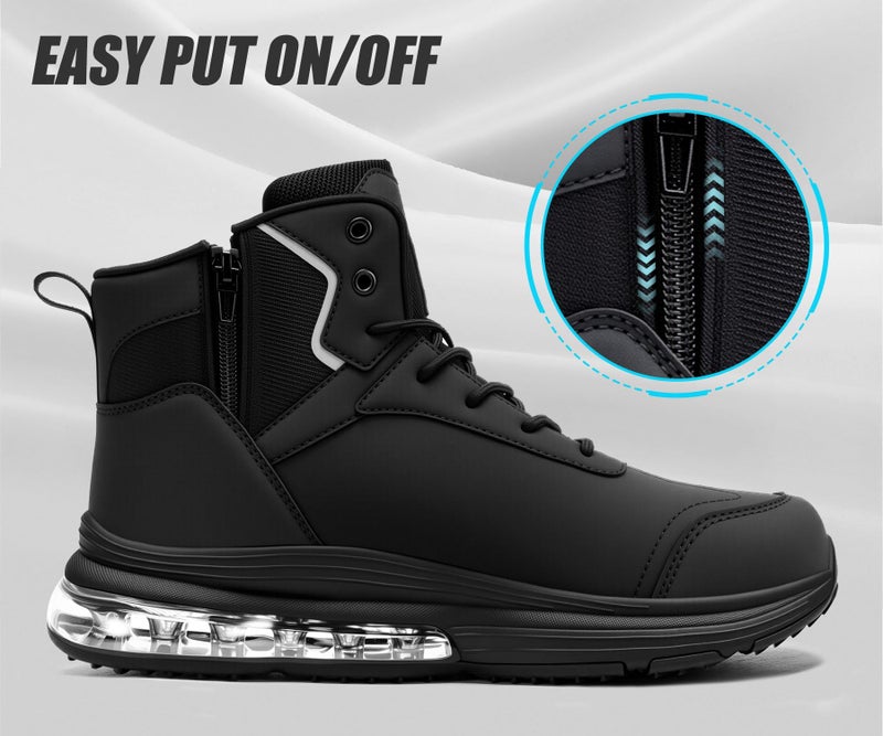 LARNMERN Steel Toe Work Boots Men Waterproof Non Slip Shoes Comfortable Lightweight Side Zipper Industrial Safety 6 Inch Boots 51763 (10.5 Men, Black) - Image 3