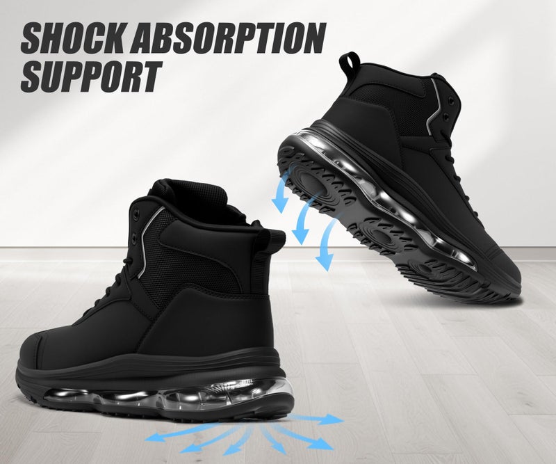 LARNMERN Steel Toe Work Boots Men Waterproof Non Slip Shoes Comfortable Lightweight Side Zipper Industrial Safety 6 Inch Boots 51763 (10.5 Men, Black) - Image 4