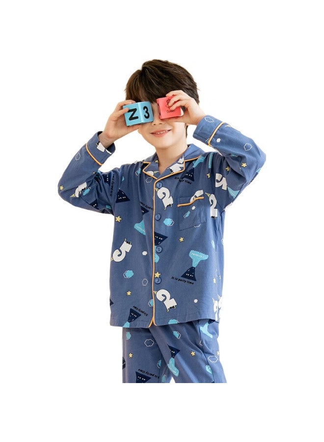 Fenton بيجامات أطفال، 100% قطن، أسلوب عصري رائع للأطفال الأكبر سناً، ربيع وصيف، ياقة قابلة للطي، ملابس تكييف هواء بأكمام طويلة للأولاد، Q9984711140 - Image 3