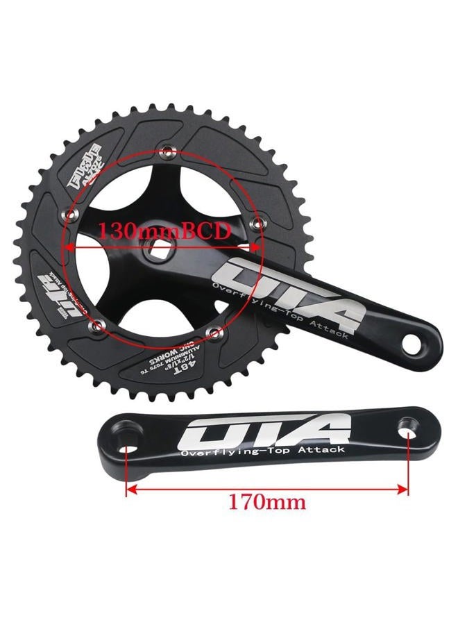 CYSKY Single Speed Crankset Set 48T 170mm Crankarms 130 BCD Fixie Crankset for Single Speed Bike, Fixed Gear Bicycle, Track Road Bike (Square Taper, Black) - Image 3