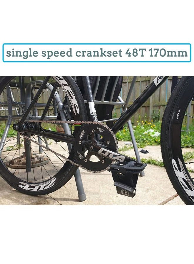 CYSKY Single Speed Crankset Set 48T 170mm Crankarms 130 BCD Fixie Crankset for Single Speed Bike, Fixed Gear Bicycle, Track Road Bike (Square Taper, Black) - Image 4