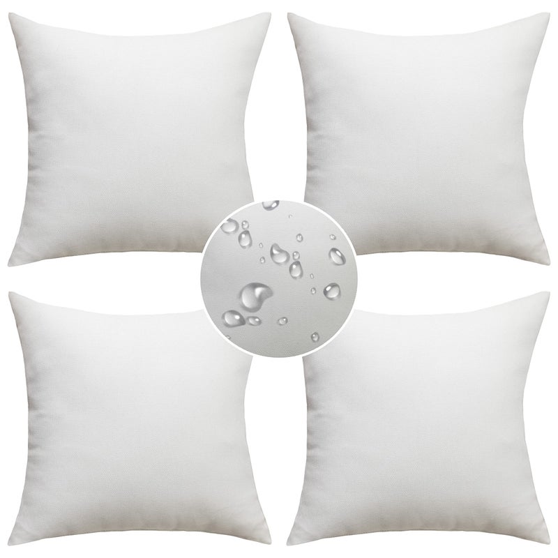 Demetex Outdoor Pillow Covers 20x20 Waterproof Decorative Square Pillowcase Garden Cushion Covers for Couch Bench Outside Patio Set of 4 20 x 20 Inch White - Image 2